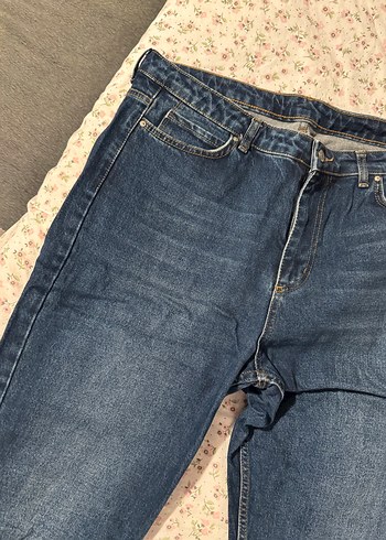 44 Beden Düğmeli Lacivert Regular Fit Kadın Jean