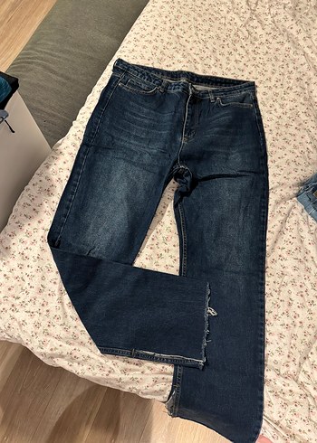 44 Beden lacivert Renk Düğmeli Lacivert Regular Fit Kadın Jean