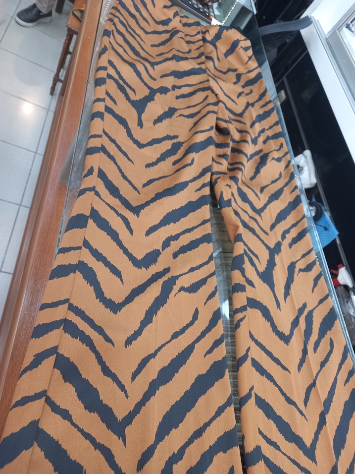 Kahverengi Zebra Desenli Kadın Kumaş Pantolon - Görsel 5