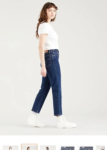 xs Beden Levis 501 Crop Straight Fit Yüksel Bel Koyu Indigo Kot Pantolon