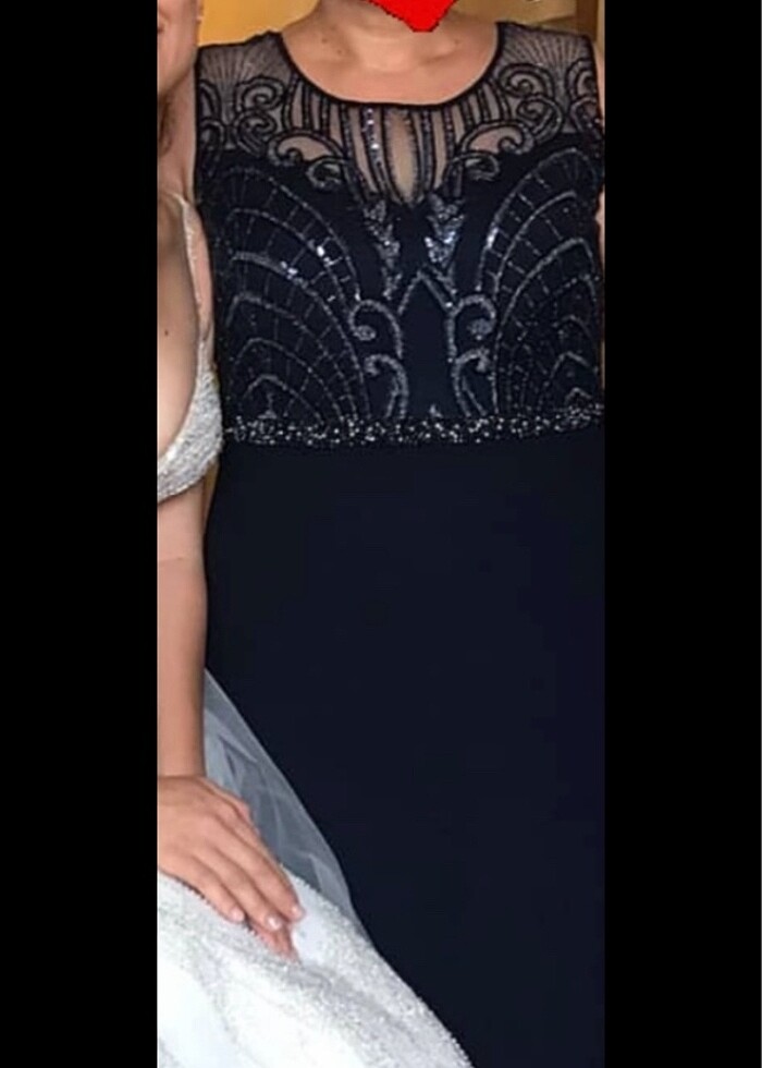 Lacivert işlemeli abiye - Görsel 2