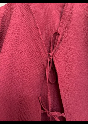 Bordo Kadın Salaş Uzun Kollu Elbise - Görsel 3