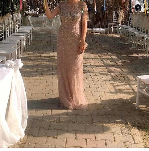 Oleg Cassini nişan uzun abiye - Görsel 6