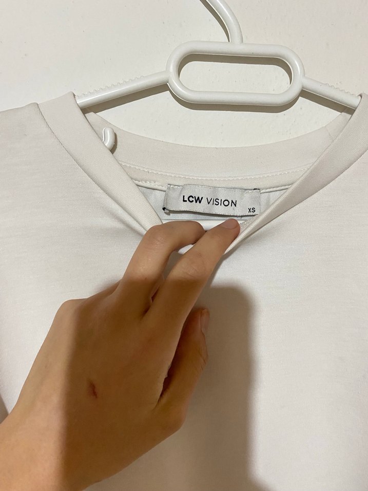 Kadın Beyaz Pamuklu Salaş Sweatshirt - Görsel 2