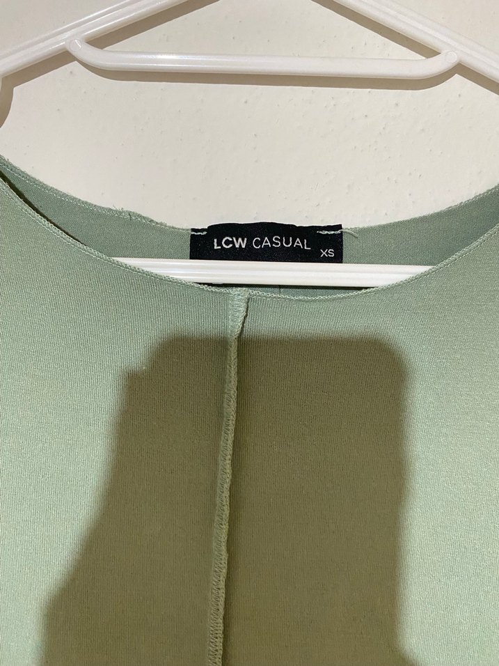 Uzun Kollu Yeşil Keten Bluz - Görsel 2