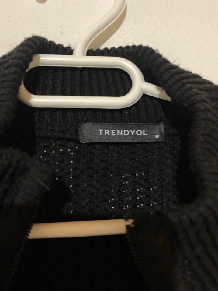 Yarım Fermuarlı Siyah Örgü Kadın Kazak - Görsel 2