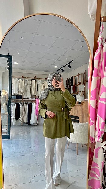diğer Beden Belden bağlamalı uzun tunik
