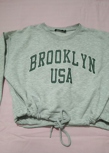 Diğer Brooklyn Baskılı Gri Kadın Sweatshirt