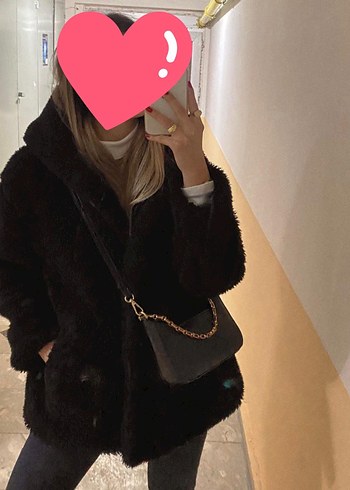 siyah peluş mont