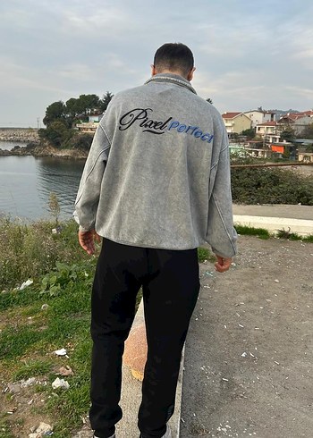 Oversize Yıkamalı Gri Sweatshirt (Sıfır/Etiketli) - Görsel 7