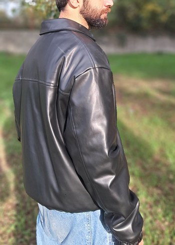 Siyah Deri Ceket (Sıfır/Etiketli) - Görsel 3