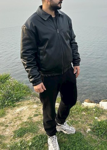 Siyah Deri Ceket (Sıfır/Etiketli) - Görsel 4