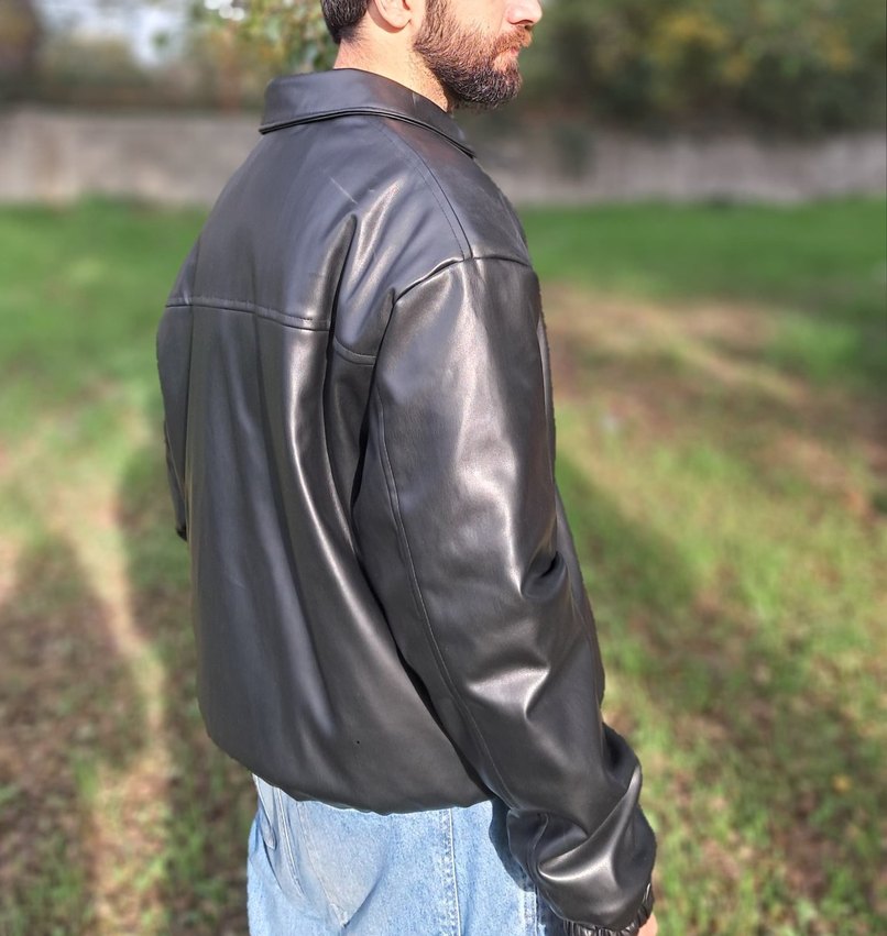 Siyah Deri Ceket (Sıfır/Etiketli) - Görsel 3