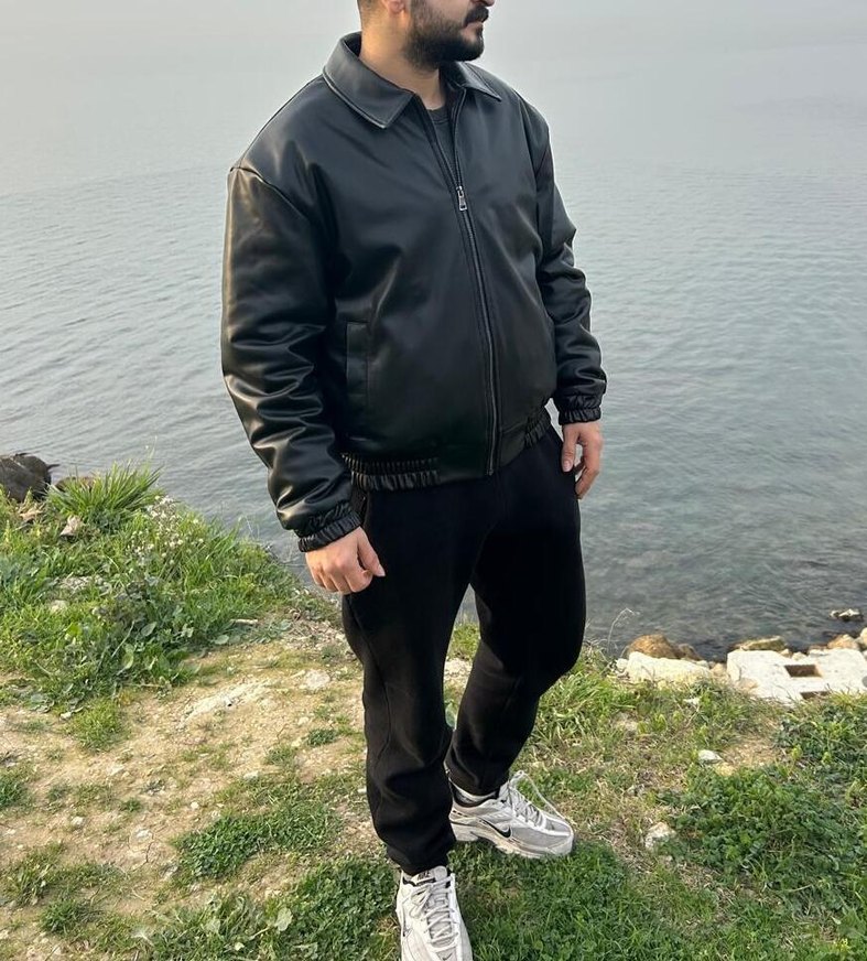 Siyah Deri Ceket (Sıfır/Etiketli) - Görsel 4