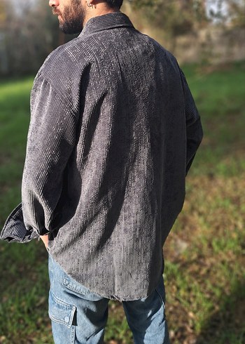 Füme/Gri Kadife Gömlek (Sıfır/Etiketli) - Görsel 3