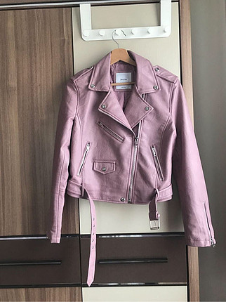 Bershka YENİ LİLA DERİ CEKET