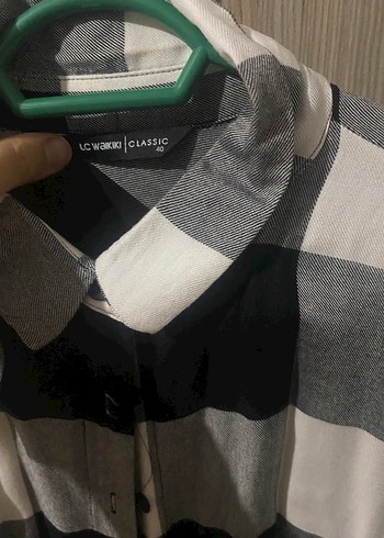 Kadın Gri Ekose Uzun Kollu Gömlek - Görsel 4