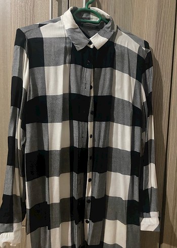 Kadın Gri Ekose Uzun Kollu Gömlek - Görsel 3