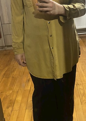 Kadın Haki Uzun Kollu Gömlek - Görsel 8