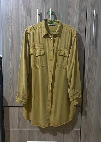 Kadın Haki Uzun Kollu Gömlek - Görsel 3