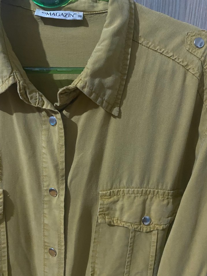 Kadın Haki Uzun Kollu Gömlek - Görsel 5