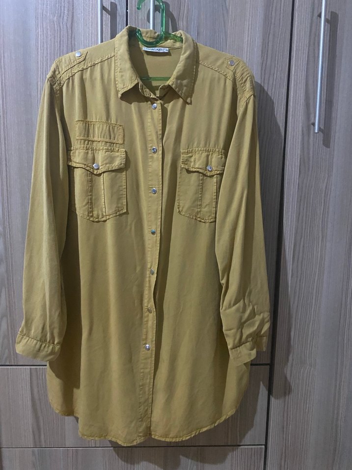 Kadın Haki Uzun Kollu Gömlek - Görsel 4