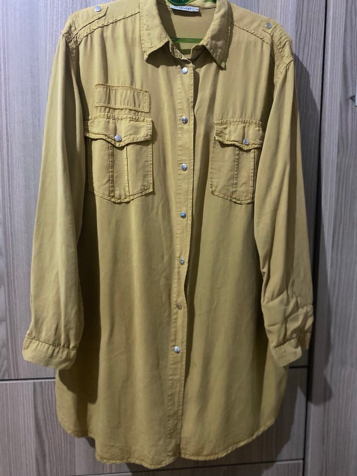 Kadın Haki Uzun Kollu Gömlek - Görsel 2