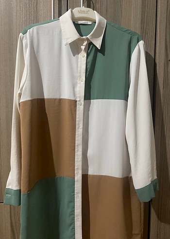 Kadın Bej Renkli Düğmeli Mini Gömlek - Görsel 5