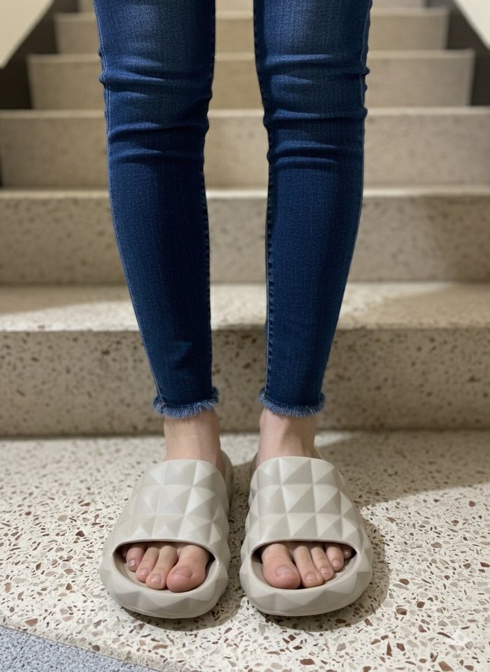 Gri Dolgu Topuk Kadın Terlik - Görsel 2