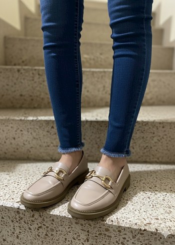 Bej Kadın Deri Tokalı Loafer - Görsel 3