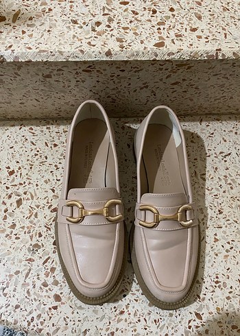 Bej Kadın Deri Tokalı Loafer - Görsel 8