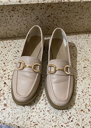 Bej Kadın Deri Tokalı Loafer - Görsel 5