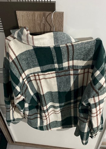 Düğmeli Ekose Desenli Yeşil Gömlek - Görsel 3