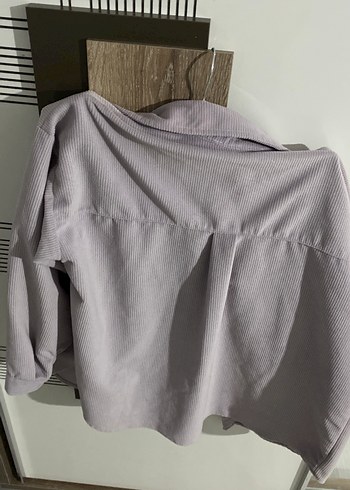 Lila Düğmeli Kadife Kadın Gömlek - Görsel 3