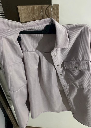 Lila Düğmeli Kadife Kadın Gömlek - Görsel 2