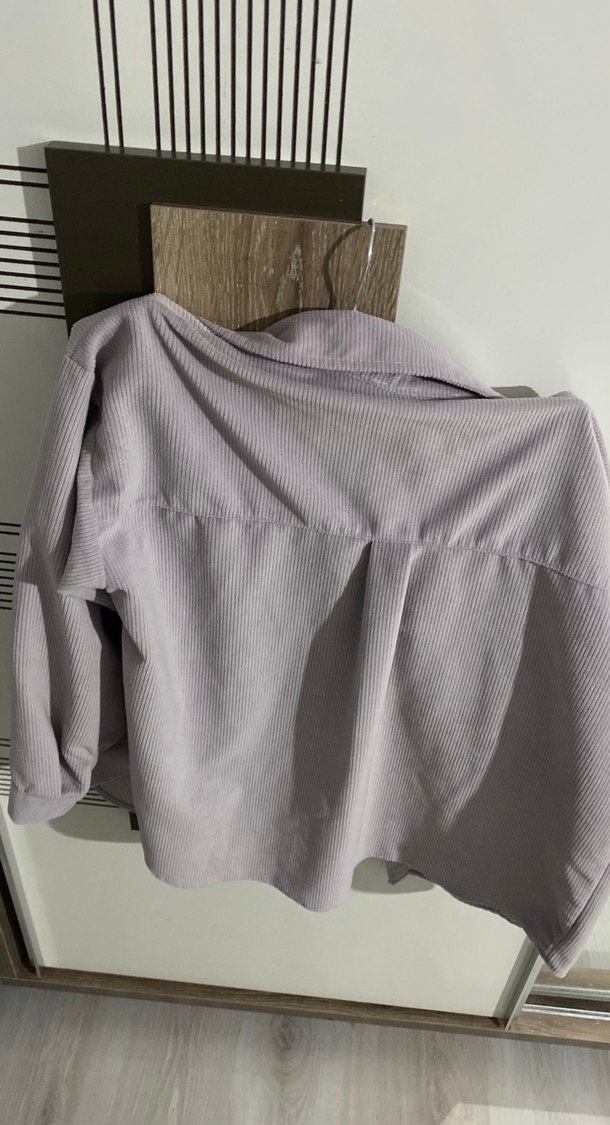 Lila Düğmeli Kadife Kadın Gömlek - Görsel 3