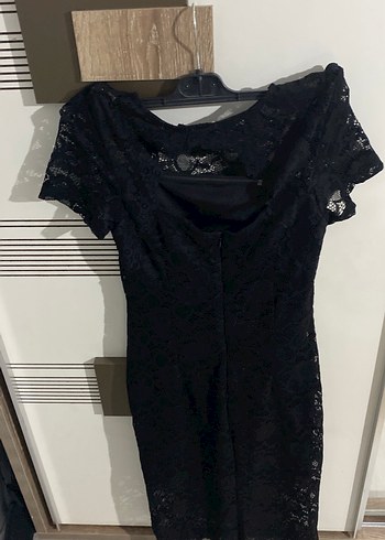 Dantelli Siyah Midi Gotik Elbise - Görsel 2