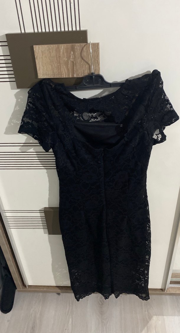 Dantelli Siyah Midi Gotik Elbise - Görsel 2