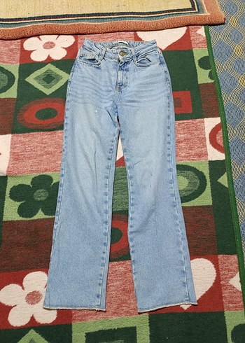 Kadın Açık Mavi Bağcıklı Regular Fit Denim Jean - Görsel 3