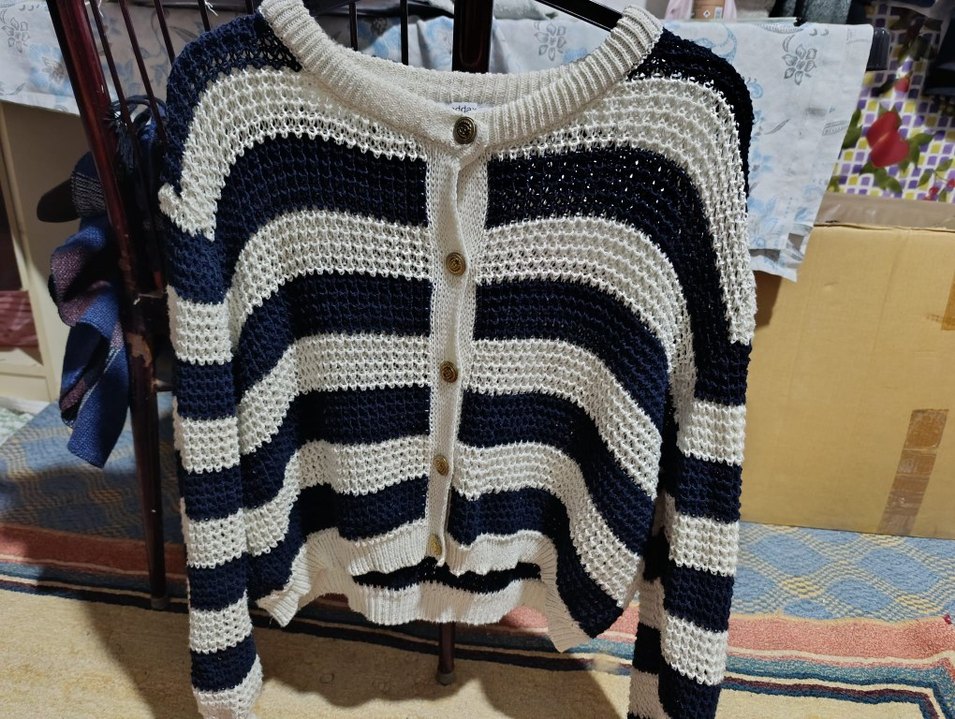 Çizgili Mini Örgü Hırka - Görsel 2