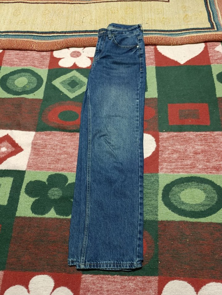 Renkli Bağlama Desenli Bol Kesim Kadın Kot Pantolon - Görsel 4