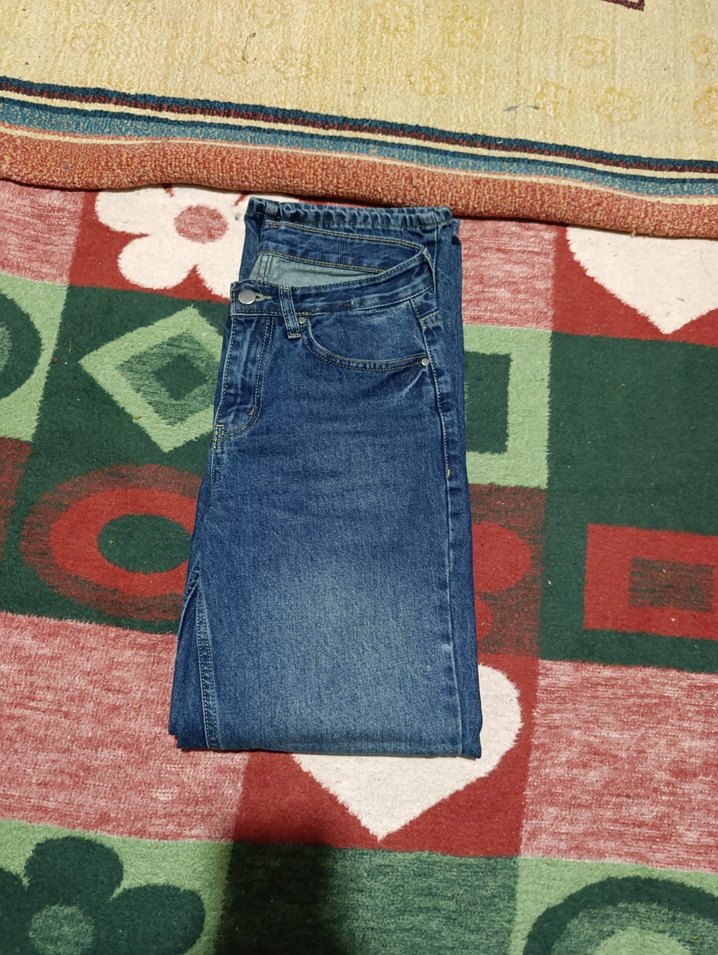 Renkli Bağlama Desenli Bol Kesim Kadın Kot Pantolon - Görsel 3