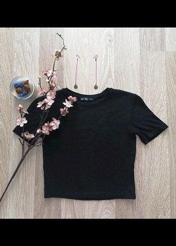 Zara Siyah Crop Tişört