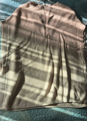 V Yaka Bej Kadın Triko Süveter - Görsel 4