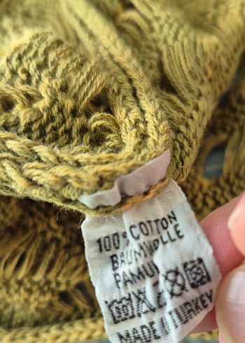 Hardal/Zeytin yeşili karışık Örgü Kadın Kazak - Görsel 6