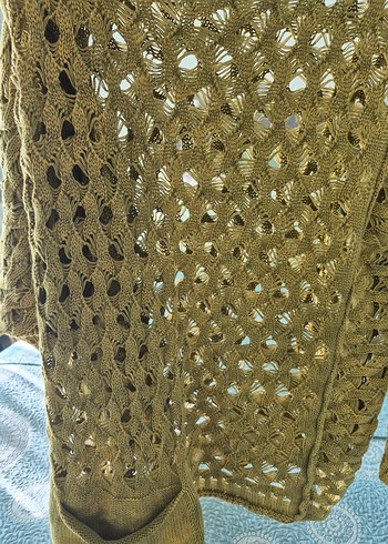 Hardal/Zeytin yeşili karışık Örgü Kadın Kazak - Görsel 2