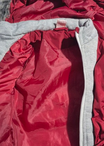 Kürk Detaylı Kırmızı Erkek Bebek Mont - Görsel 3