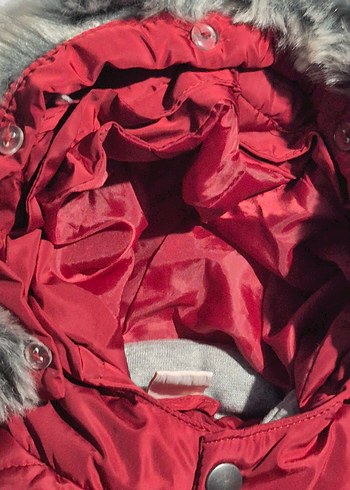 Kürk Detaylı Kırmızı Erkek Bebek Mont - Görsel 6