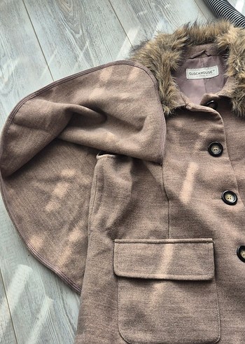 Yurt disindan Kürklü Yarasa Kol Midi Kaban - Görsel 6