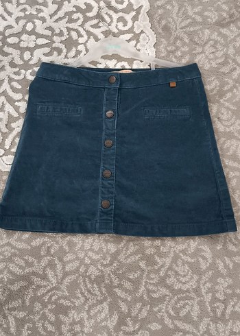 Düğmeli Lacivert Denim Mini Etek